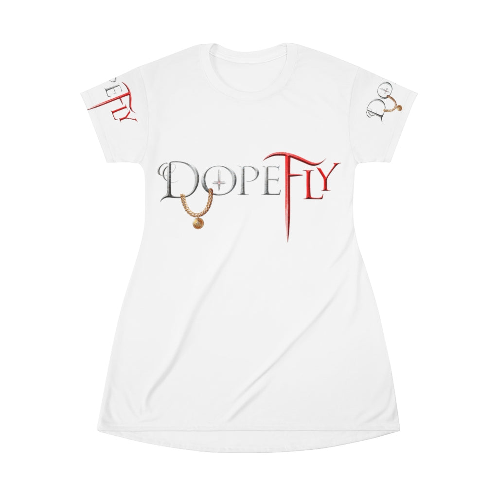 Dopefly World All Over Print T-Shirt Dress